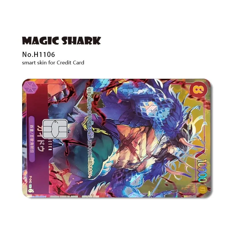 Magic Shark Luffy Nami Ace Zorro OP TCG Card Style Lazer Holographic Thin Sticker Film Skin for Debit Credit Card