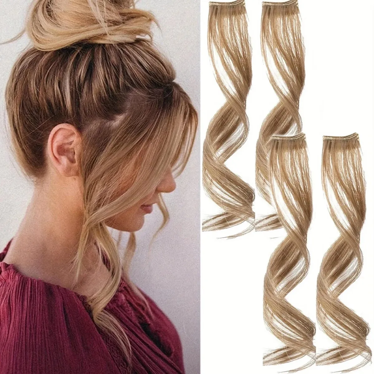 Curly Wavy Clip-in Synthetic Hair Extensions More Colorful Hair Accessories for Women,ins Hair Extension Clip — image 10