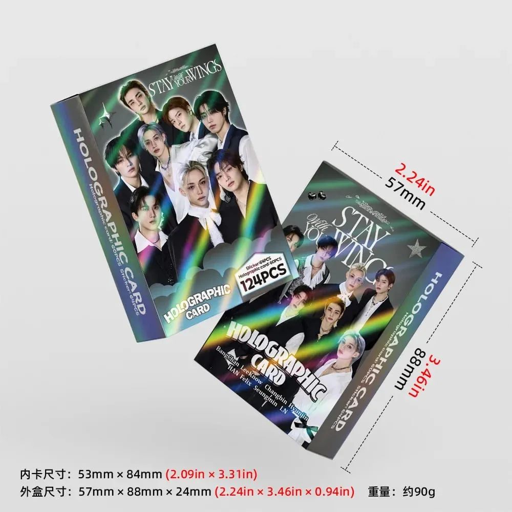 124pcs New Album Stay With Your Wings Photocards Stickers Kpop Merch Lomo Cards Set Fans Collection Cards Gifts