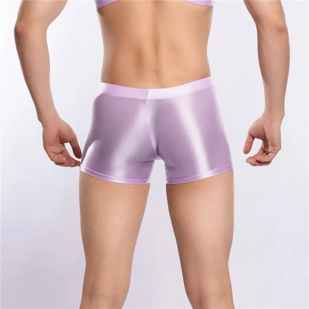 Sexy Men Hot Short Panties U Bulge Pouch Boxer Oil Shiny Glossy Smooth Lingerie Candy Color Underwear Breathable Briefs