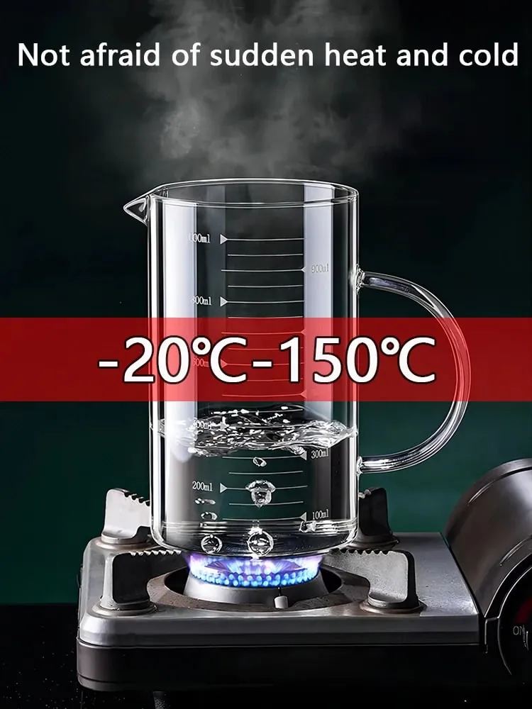 1/2pcs Glass Measuring Cup With Handle Heat-resistant Laboratory Beaker Kitchen Milk Coffe Measuring Mug 250/350/500/1000ml