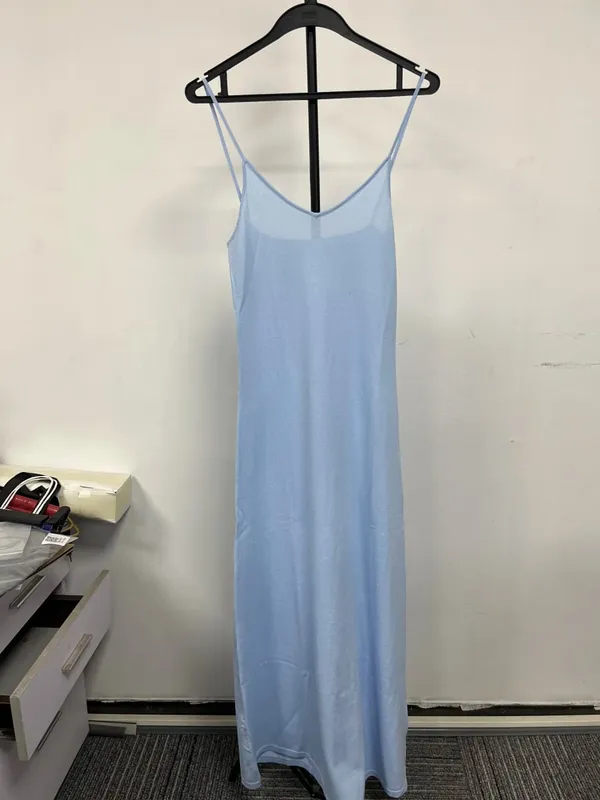 Pearl Decoration Ladies Single-Breasted Knit Midi Dress O-Neck Women's Short Sleeve Slim Fit Splices Long Robes