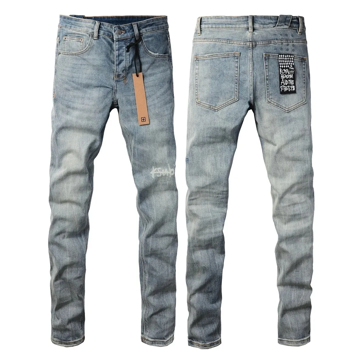 2026 New Arrival Men's Dark Grey Washed Slim Fit Skinny Jeans Ripped Stretch Denim Casual Pants Streetwear Trousers