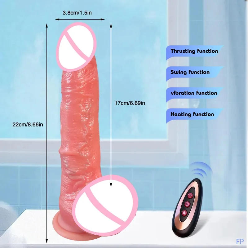 Dildo 7 Thrusts and 10 Vibration and Licking Modes Adult Sex Toy 22cm Realistic Vibrating Dildo with Strong Suction Cup For 18+
