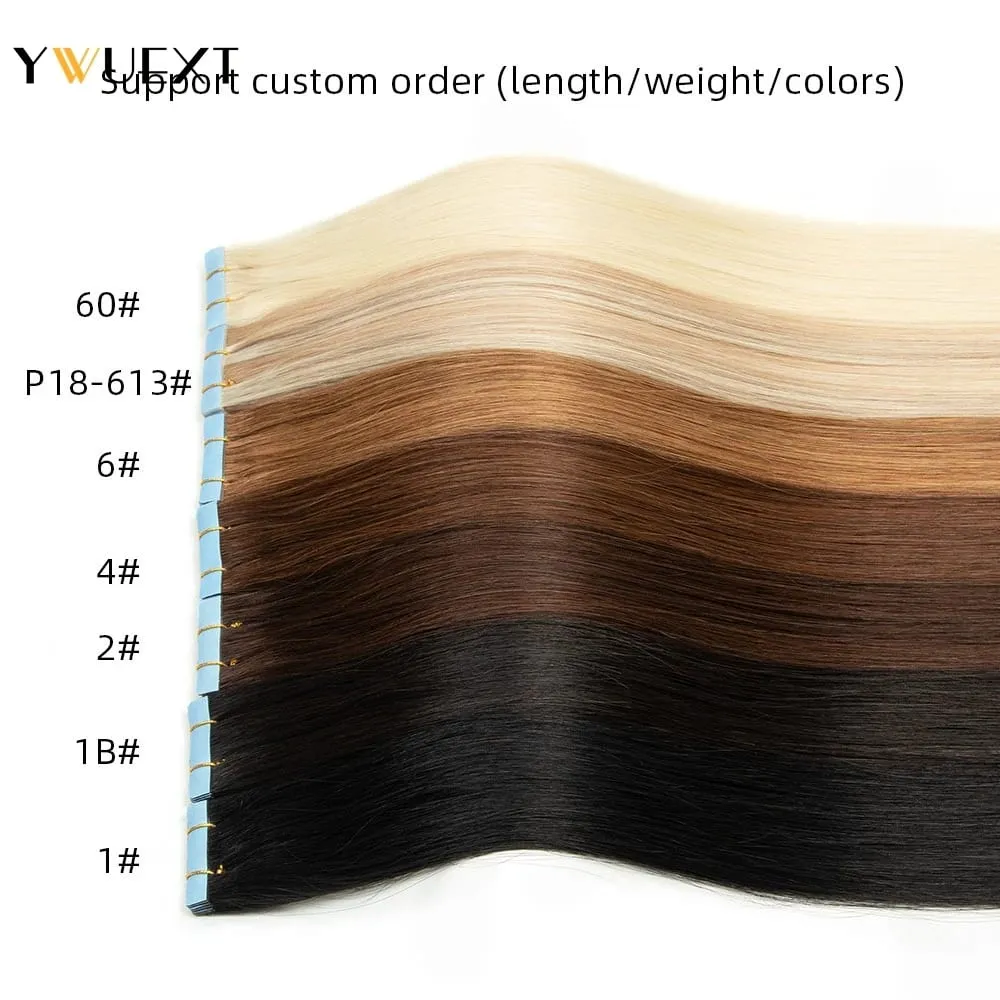 Invisible Tape in Human Hair Extensions PU Skin Weft Hair 12-20 inches Natural Straight Seamless Tape Human Hair 10pcs/pack