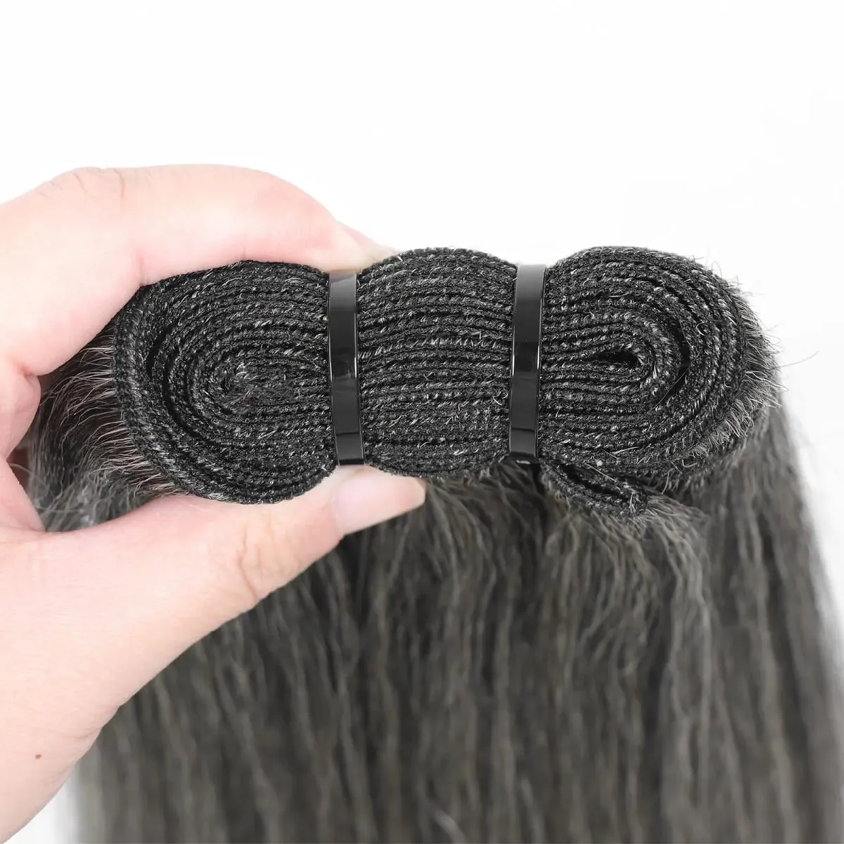 Yaki Straight Salt And Pepper Human Hair Bundles 12Inch Double Drawn Virgin Brazilian Hair Extensions For Women 100g/Pack