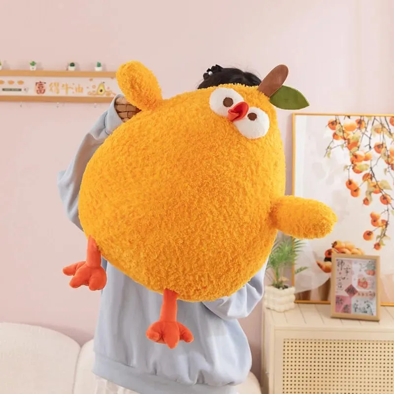 New Fluffy Cartoon Orange Chick Plush Toy Cute Stuffed Animal Doll Chubby Throw Pillow Home Decor Soft Cushion For Adults Gift