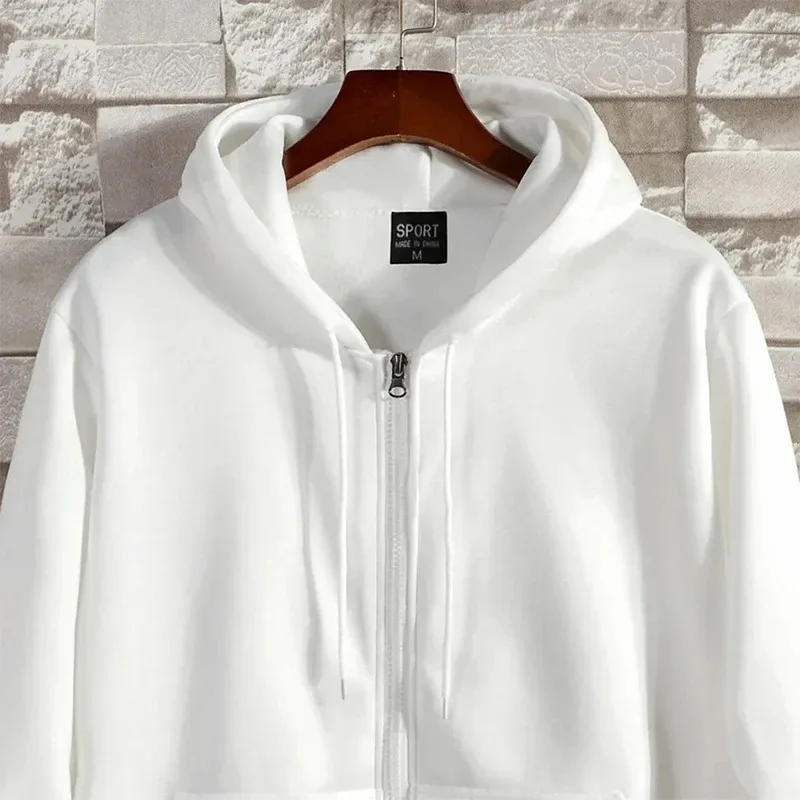 Zipper Hoodies Autumn Winter Men's Long Sleeve Hooded Sweatshirt Fashion Casual Male Outfit Sportwear Loose Villus Lining Clothe