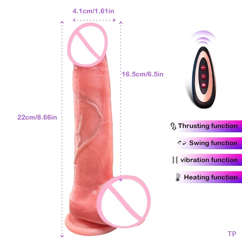 Dildo 7 Thrusts and 10 Vibration and Licking Modes Adult Sex Toy 22cm Realistic Vibrating Dildo with Strong Suction Cup For 18+