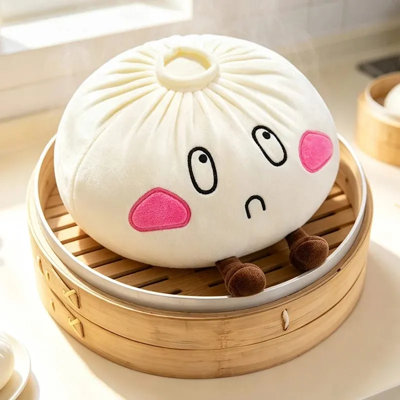 Kawaii לחמנייה מאודה כרית קטיפה מצוירת Baozi ממולא צעצוע עם רגליים כרית צורת מזון רכה תפאורה מצחיקה מתנת יום הולדת לילדות