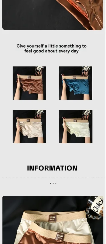 3st/förpackning Lyxig issilke satinliknande herrtrosor Supermjuk boxer Homme Cool Andas Bekväma mansunderkläder kalsonger