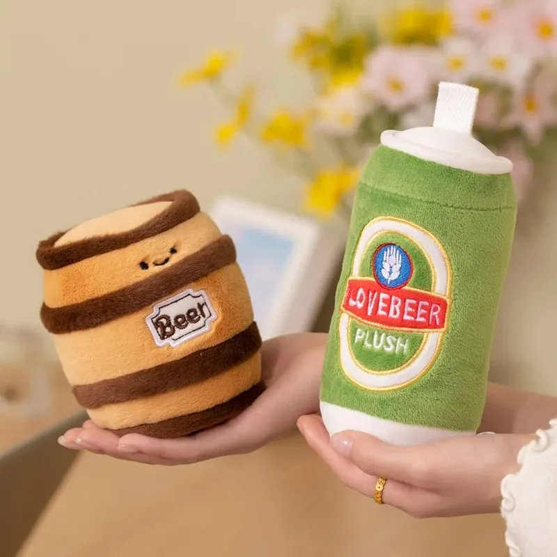 Bouteille de bière en verre 11 ~ 19cm, jolie canette de boisson, baril de bière, oreiller en peluche, peluche humanoïde Kawaii, accessoire de fête, cadeau pour homme