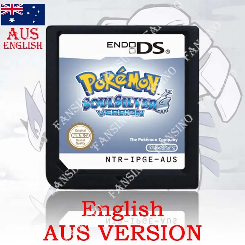 (USA EUR AUS NOE ESP FRA ITA) Pokemon HeartGold SoulSilver Version High Quality Authentic 1:1 Replica DS Video Game Cartridge