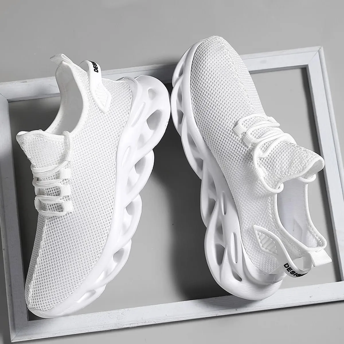 Men Casual Sneakers Outdoor Breathable Mesh For Women Light Shock-absorption Black Tennis Sports Running Black Jogging Shoes
