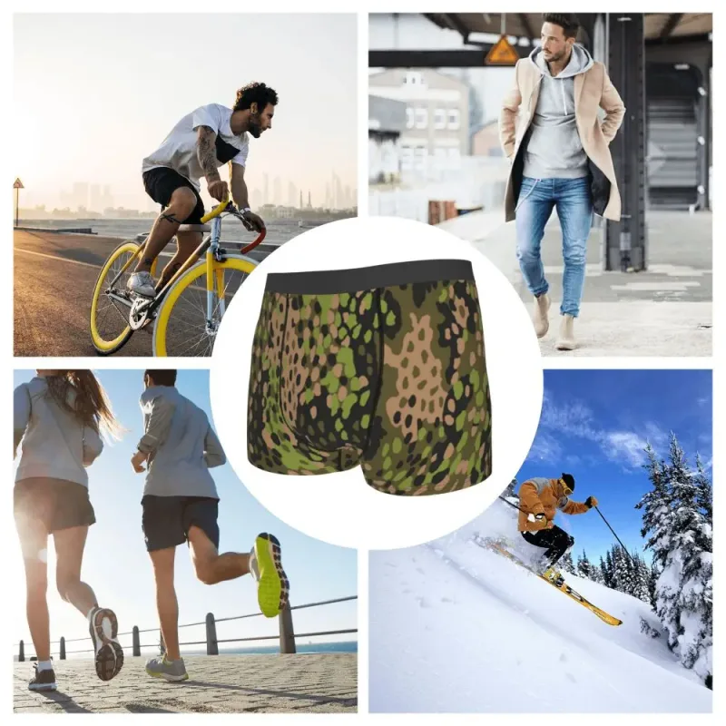 Male Cool WW2 Camo Underwear Germany Arm Military Camouflage Boxer Briefs Stretch Shorts Panties Underpants