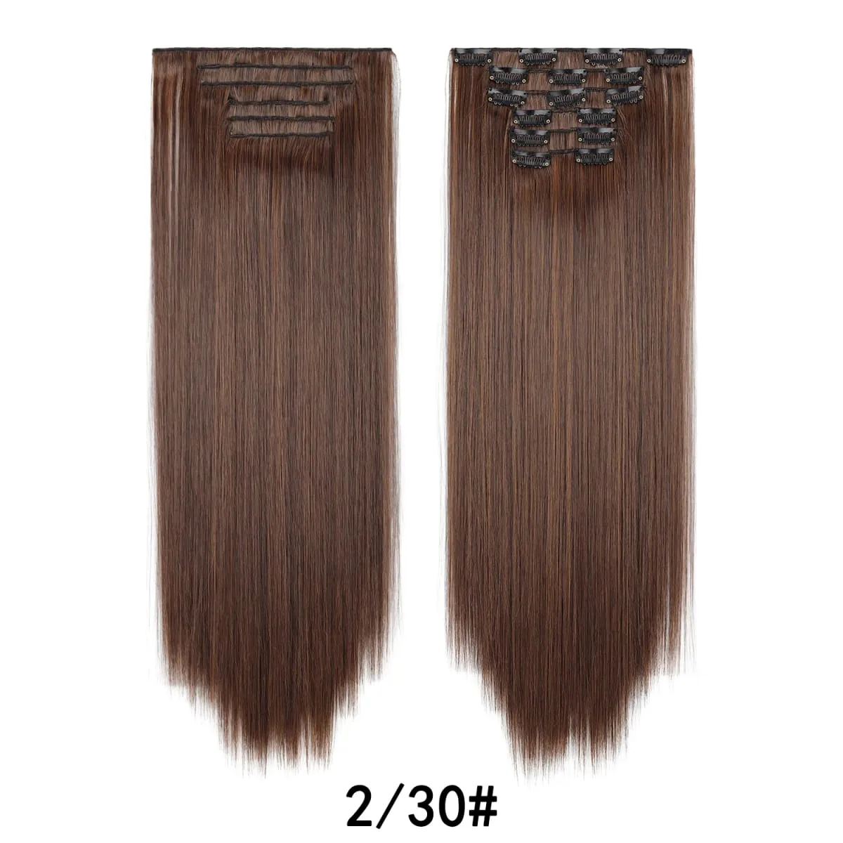 Jeedou Jeedou 6Pcs Clip In Straight Hair Extensions 60cm Long Synthetic Hair Pieces With 16 Clips Heat Resistant Hair For Women