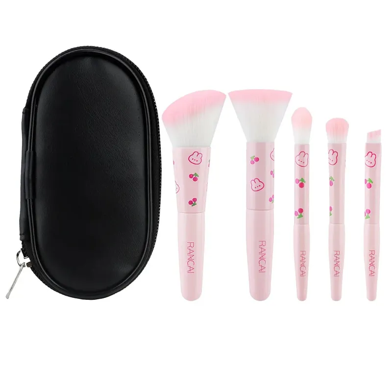 5Pcs 귀여운 컴팩트 메이크업 브러쉬 세트 케이스 프리미엄 브러쉬 완벽한 파운데이션 블러쉬 아이 섀도우 애플리케이션 미용 도구