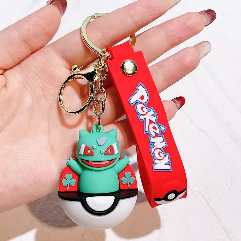 40 Style Wholesale Anime Pokémon Pikachu Eveen Keychain Cartoon Cute Charizard Keyring Student Backpack Car Key Chain Toys Gifts