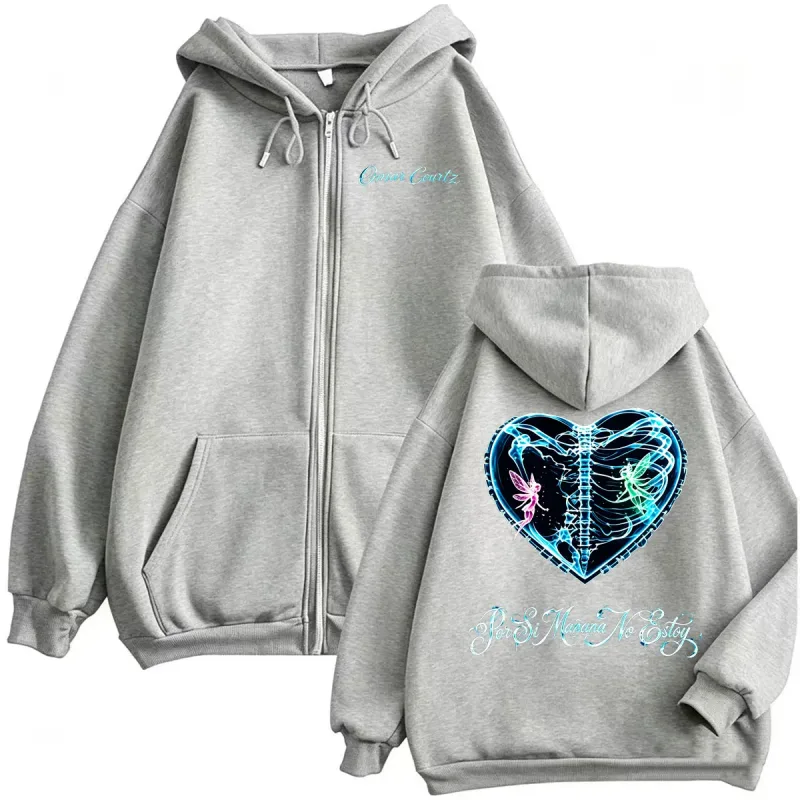 Omar Courtz Por Si Manana No Estoy Tour Print Zipper Hoodies Men Women Fashion Casual Hip Hop Sweatshirt Jacket Coats Streetwear