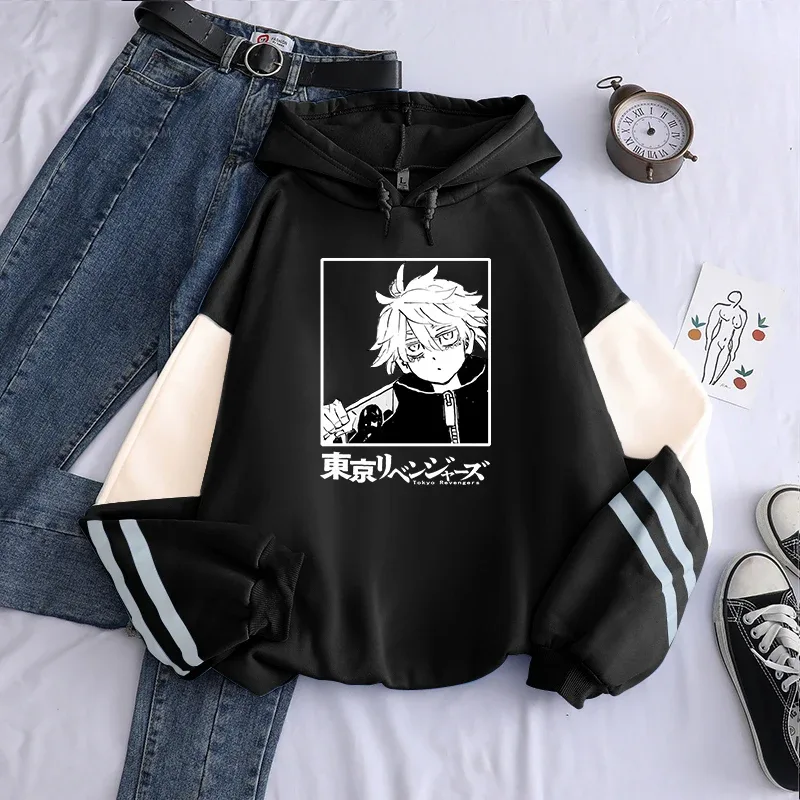 أنيمي طوكيو المنتقمون سنجو كاواراجي مانغا Kawaii غطاء رأس للجنسين عادية Harajuku الرجال النساء المرقعة كم طويل دافئ البلوز