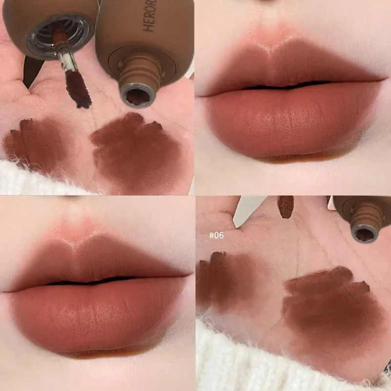 Herorange veludo fosco labial lama rico pigmento sem transferência de longa duração suave não seco ilumina a pele uso diário