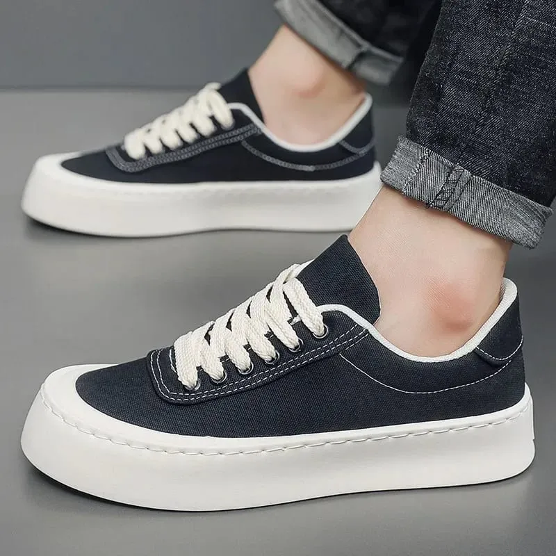 2026 Bagong Fashion Kumportableng Breathable Man Shoes Panlalaking Canvas Sneakers Panlabas na Makapal Sole Casual Board Shoes para sa Lalaki