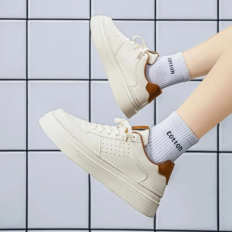 Men Casual Sneakers Breathable Trendy Mating White Comfortable Non-slip Daily Walking Thick Soled Height Increasing Sports Shoes