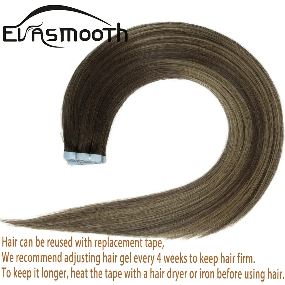 Women Tape Hair Extensions 100% Natural Human Hair Extension Tape In Blonde Natural Straight Hair Skin Weft Real Hair
