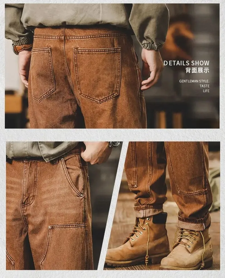 Mens Clothing Retro Tooling Pants Men's Loose Straight Men's Jeans 2026 New Trendy Brand Classic Coffee Y2k Baggy Harem Pants