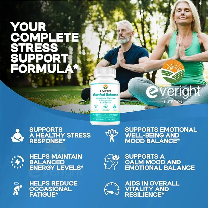 Cortisol Supplement with Ashwagandha L-Theanine Magnesium Glycinate 14-in-1 for Stress Relief Calm Mood Balance Sleep Health