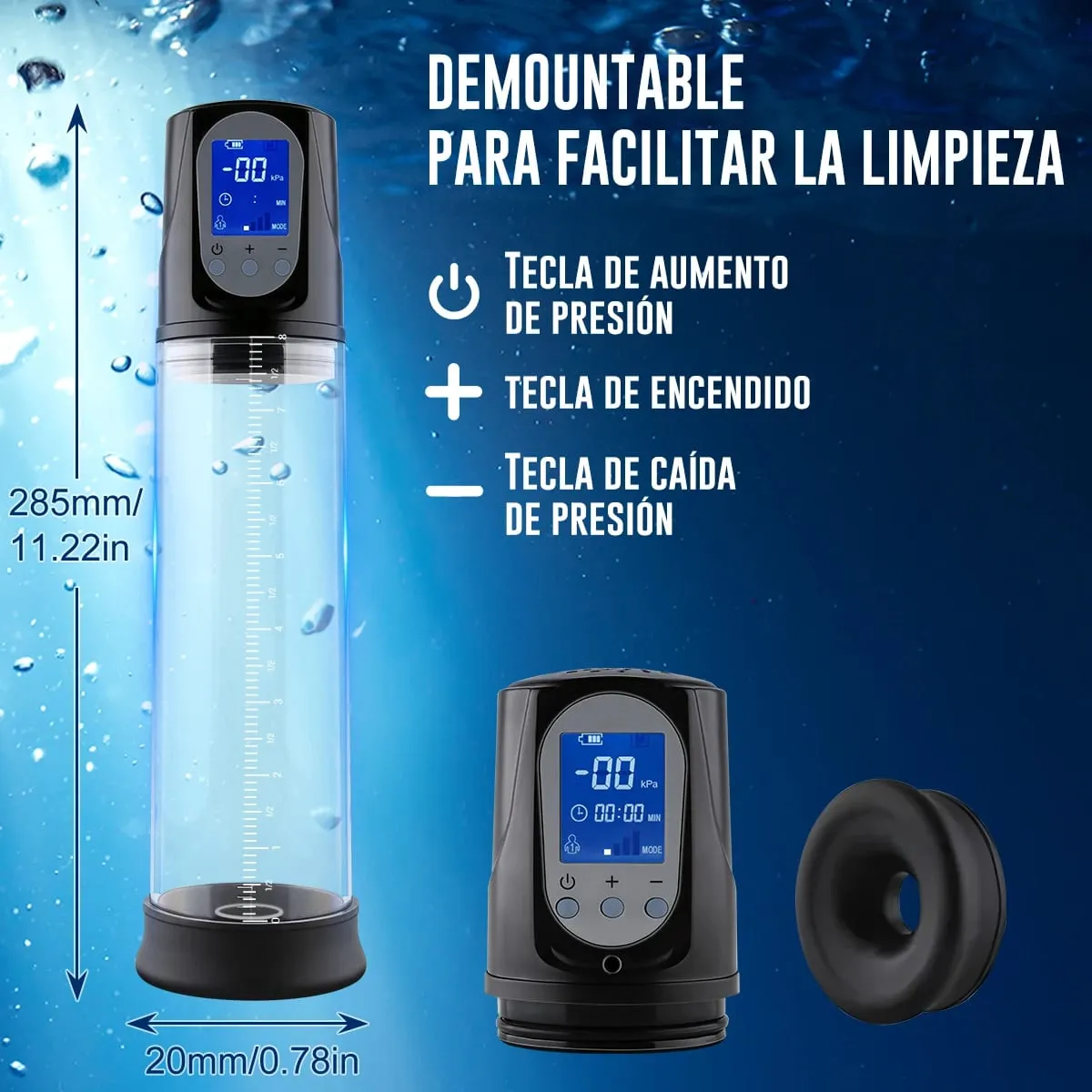 Electric Vacuum LED Display Penis Pump Men's Sex Toy Penis Extender 6 Sucking Modes RechargeableTraining Penis Extension