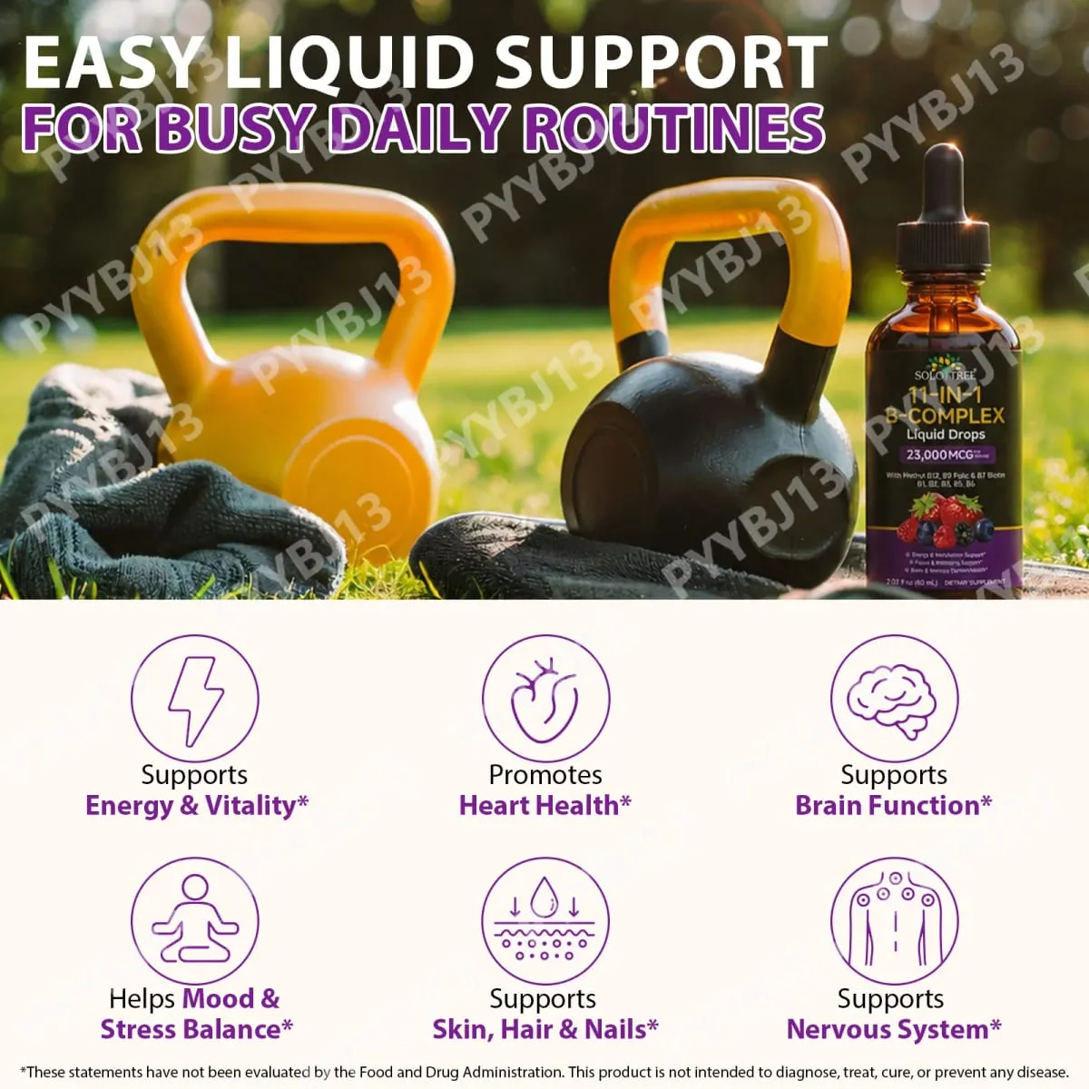 11 i 1 Vitamin B Complex Drops 23000mcg Vitamin B Oral Flydende Supplement til Energi Daglig Wellness Support 30 ML