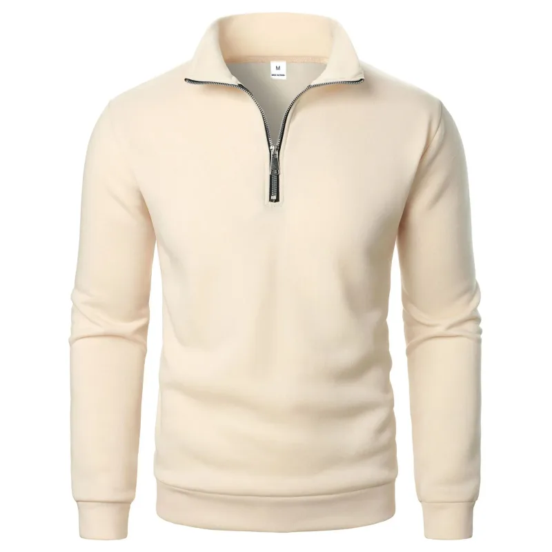 Spring and Autumn new casual half zipper stand up collar hoodie trend simple and loose oversized fleece men's hoodie