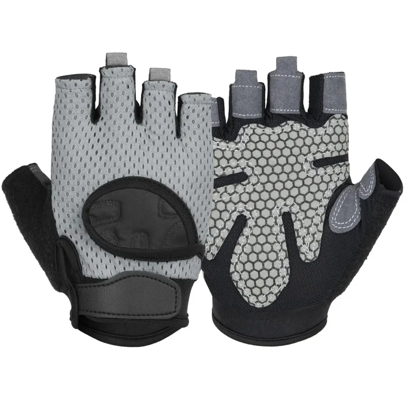 Anti-Slip Shock Åndbare Halvfinger Handsker Åndbare Cykelhandsker Fitness Gym Bodybuilding Crossfit Motion Sportshandsker — image 8