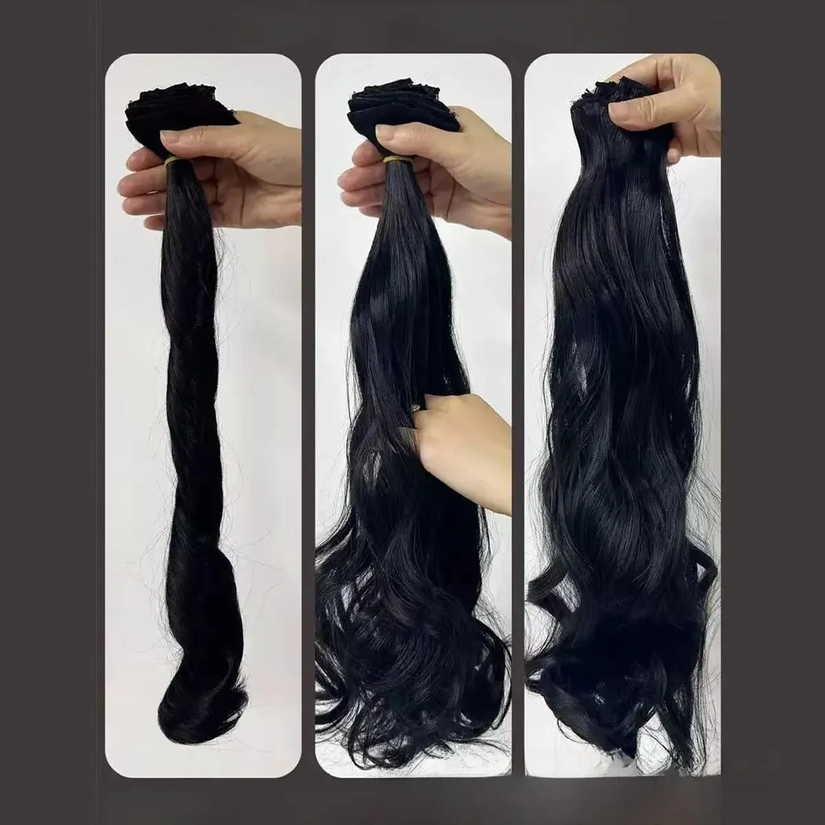 7 Clips In Hair Extensions Long Wave Hairstyle Blck 60-71cm Natural Synthetic Hair Daily Use Hairpiece For Women