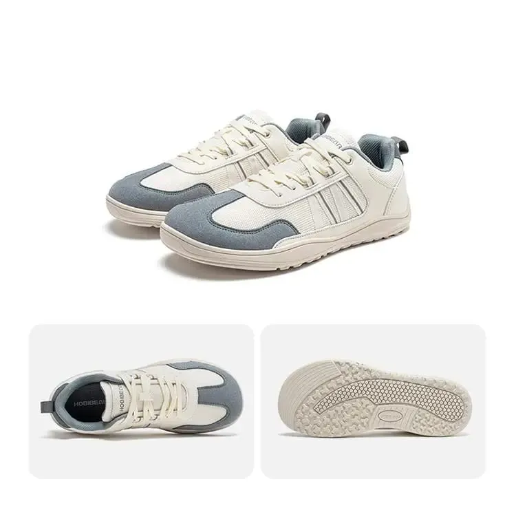Unisex Wide Toe Shoes Barefoot Zero Drop Minimalist Sneakers Mesh Artificial Leather Patchwork Lace-up Shoes