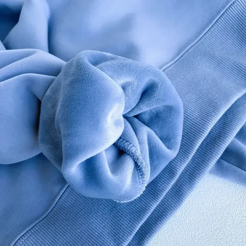 Sudadera gruesa de felpa de algodón de 600G, suéter fino de felpa pesado, suéter de cuello redondo sólido, suéter cálido para otoño e invierno