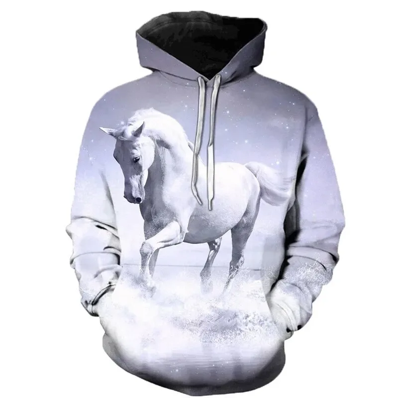 New Style Autumn 3D Printed Men's Hoodie Animal Horse Pullover Loose Sportswear Casual Men's Fashion Pullover Hooded