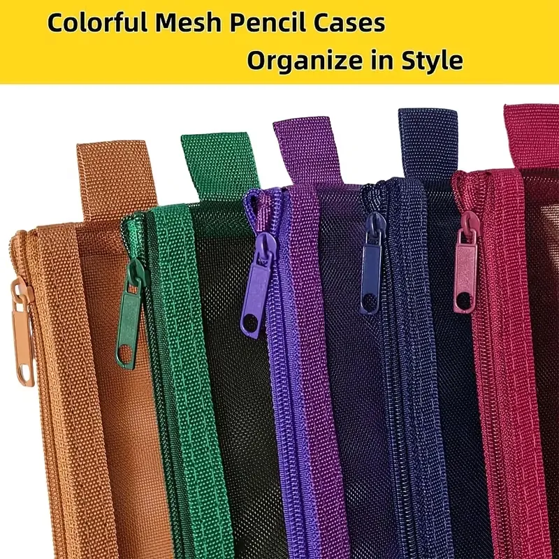 5PCS Nylon Mesh Makeup Bags Portable Multi-Functional Pencil Case for Storing Makeup Brushes Lipsticks - Organizing Cosmetic Bag