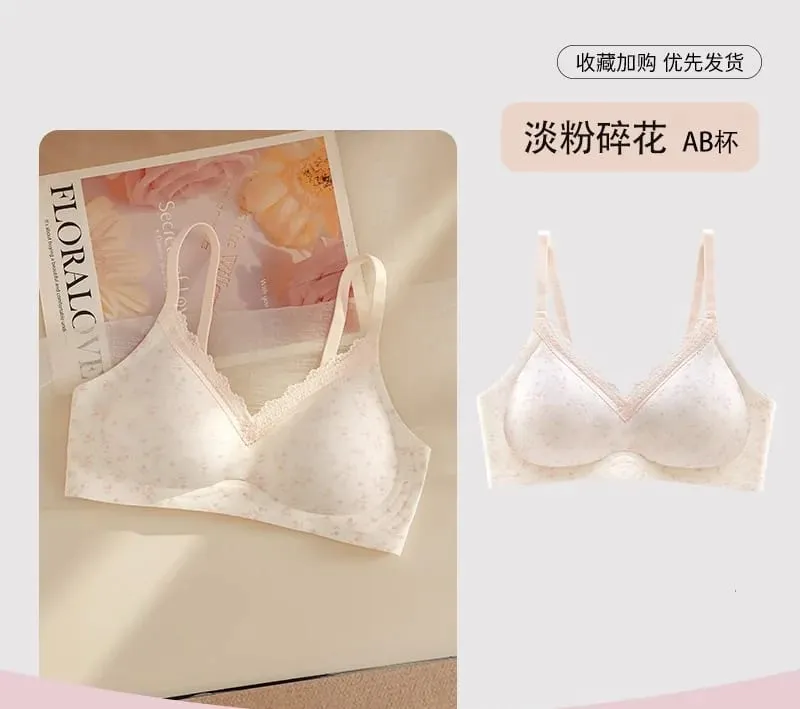 Purely desirable French-style floral lace lingerie for women with small busts designed to enhance the bust gather side breasts