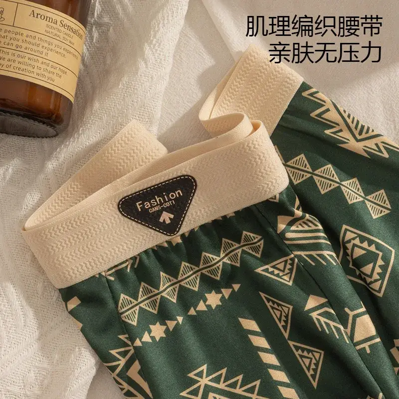 Erkek Boxer Retro Etnik Tarzı Rahat Pürüzsüz Kumaş Külot Vintage Baskı Elastik Iç Çamaşırı Erkek Iç Çamaşırı Düz ​​Külot