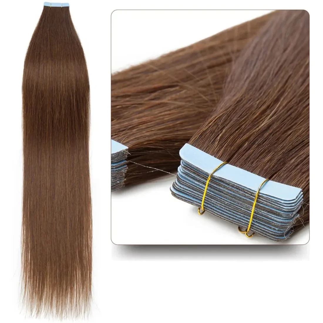 Human Hair Tape In Hair Extensions Invisible Straight Seamless Brown Natural Hair Extensions Tape Ins Human Hair