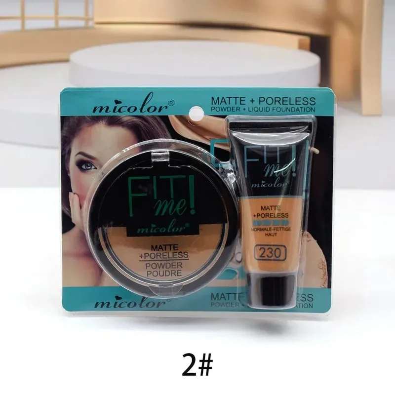 30ml Liquid Foundation Dark Skin Dedicated Foundation Cosmetic 30g Micolor Fit Me 2 IN 1 Matte Black Skin Poreless Powder Set