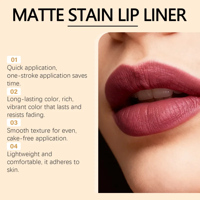 Kemasan Matte Pembaris Bibir Pensel Warna Noda Garis Tahan Luntur Bibir Penuh Sepanjang Hari Pakai Pigmen Berkrim Tentukan Bentuk Bibir Pensel