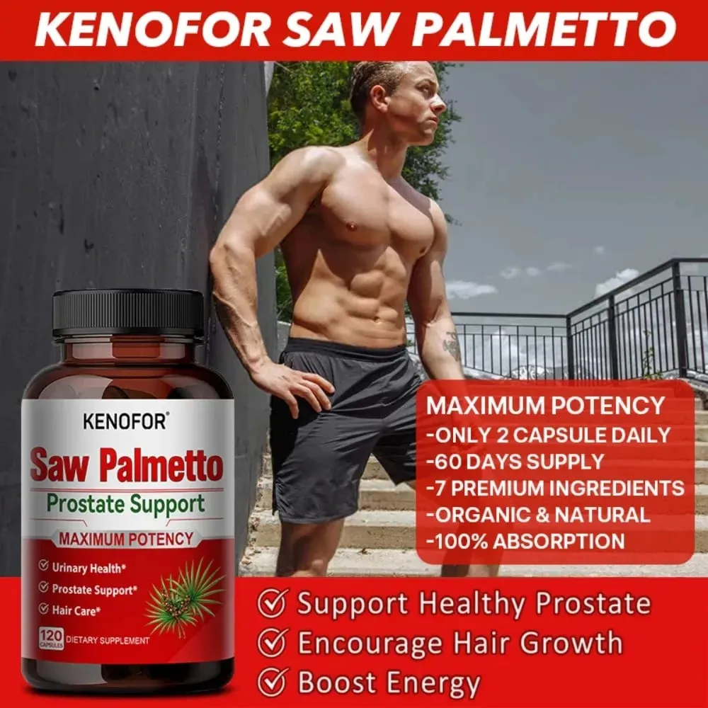 Prostate Supplement with Saw Palmetto Supports Urinary Tract Health Herbal Health Supplement 120 Vegetarian Capsules