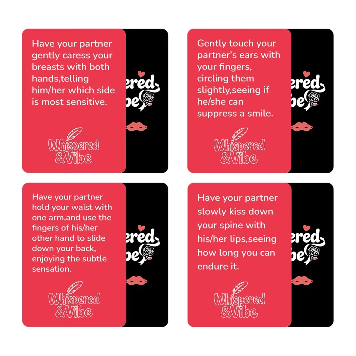 Whispered & Vibe Couple Reconnection Cards 9*6.7cm- 50 Romantic Foreplay Challenges & Intimacy Building Games for Adults