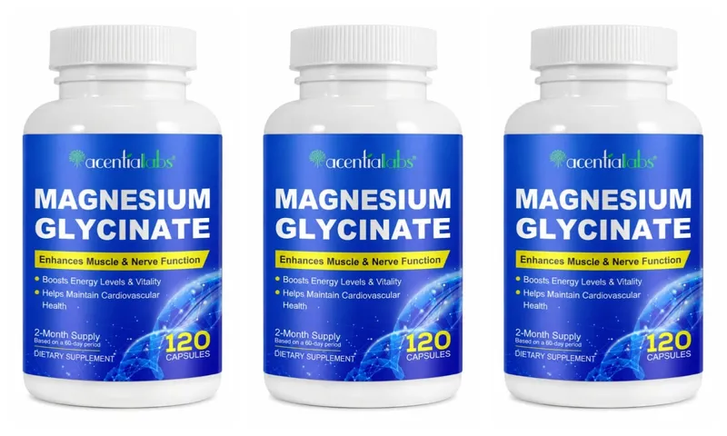 Acentiallabs Magnesium Glycinate 120 Kapsul - Vegetarian Organik Murni Mendukung Kesehatan Tulang Dukungan Tidur & Saraf Otot