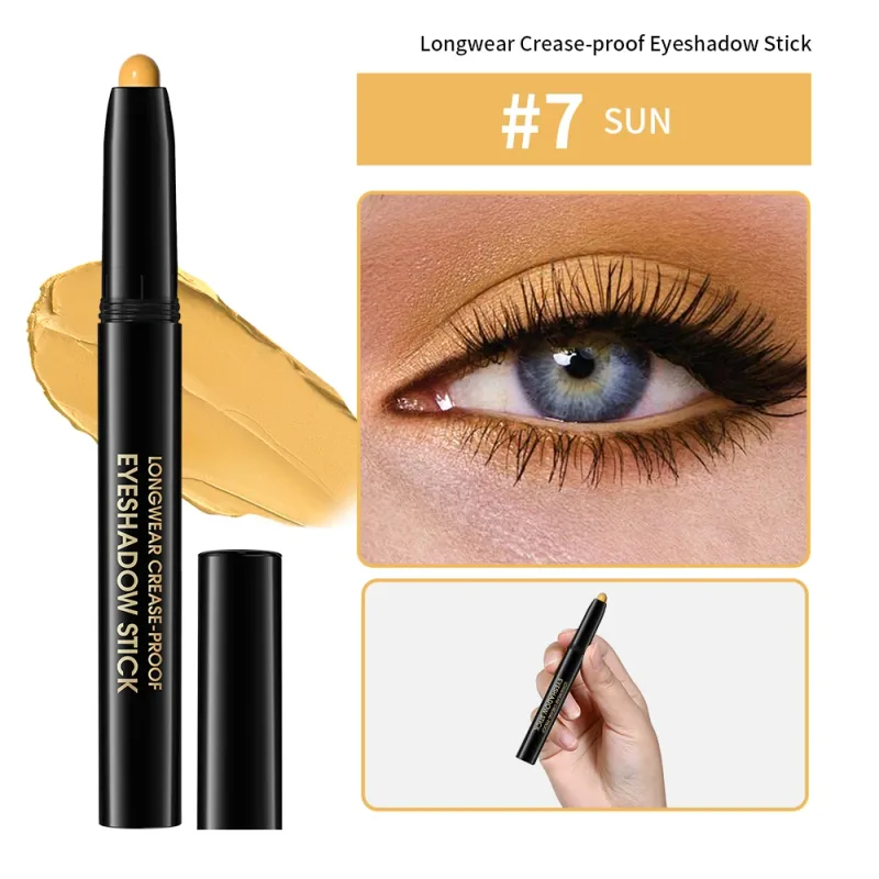 10colors Eyeshadow Stick Matte & Shimmer Shades Waterproof Smudge-proof Glitter Eyeshadow Pencil Stick Lasting Smooth Eye Makeup