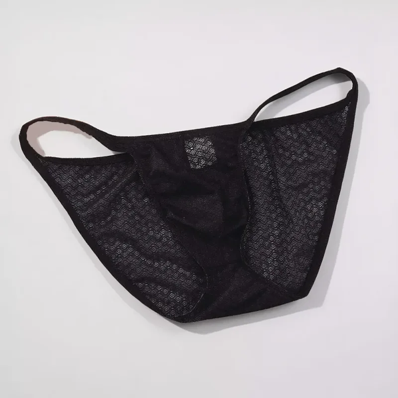 Ultra Thin Strap Mesh Nylon Briefs for Men Bulge Pouch Low Rise Breathable Male Underwear Sexy Plus Size Panties S-XL