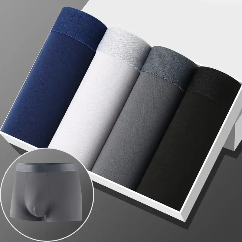 4pcs/lot Man Boxers Printed Underpants U Convex Panties Male Fashion Comfortable Shorts Mens Solid Breathable Underwear 100kg — image 3